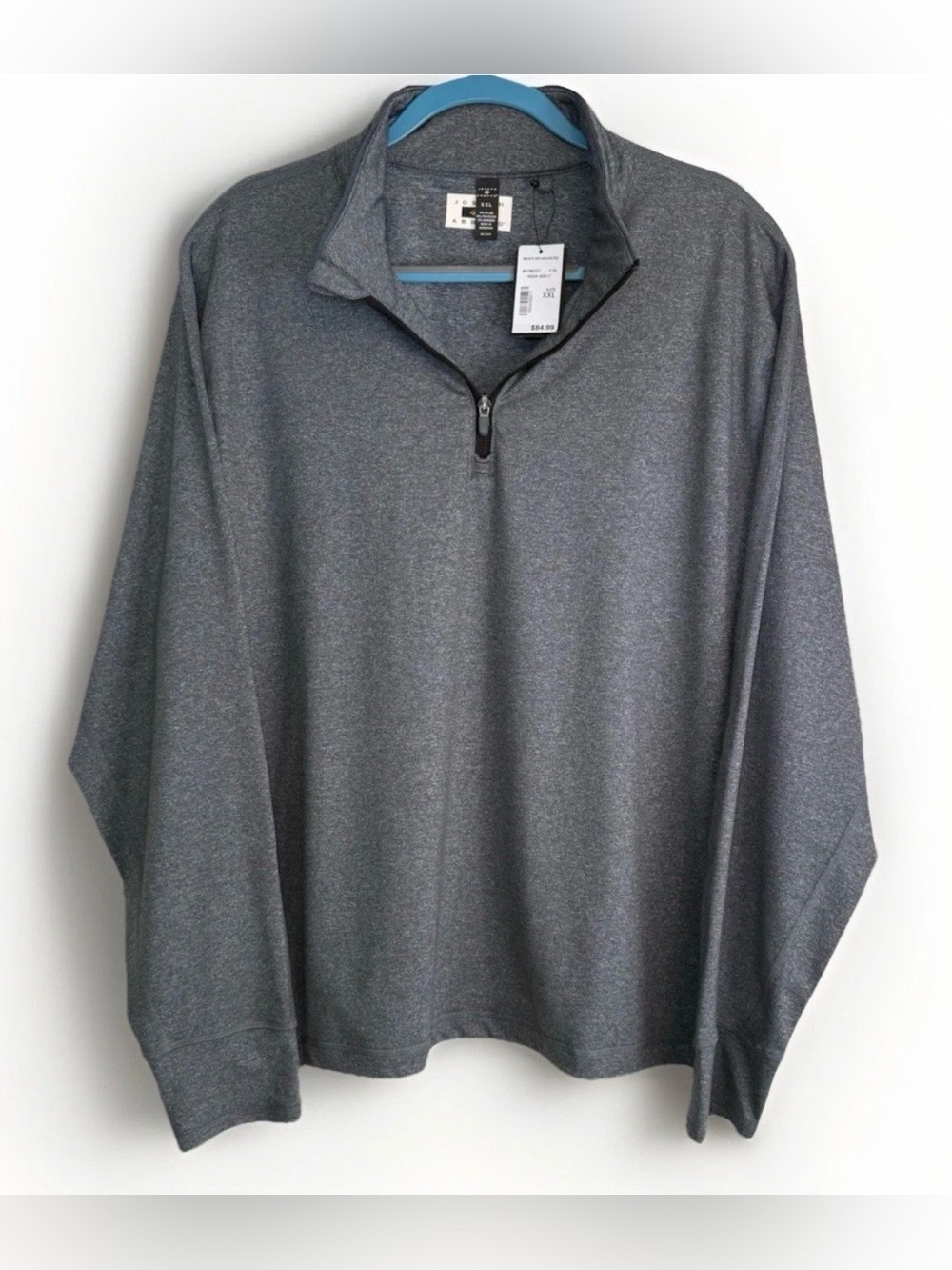$85 NEW Joseph Abboud Gray 1/4 Zip Performance Pullover Sweatshirt Wicking